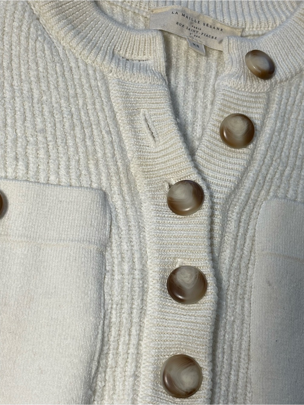 Sezane Eloi jumper cream crop merino wool sweater women’s XS - Picture 13 of 14